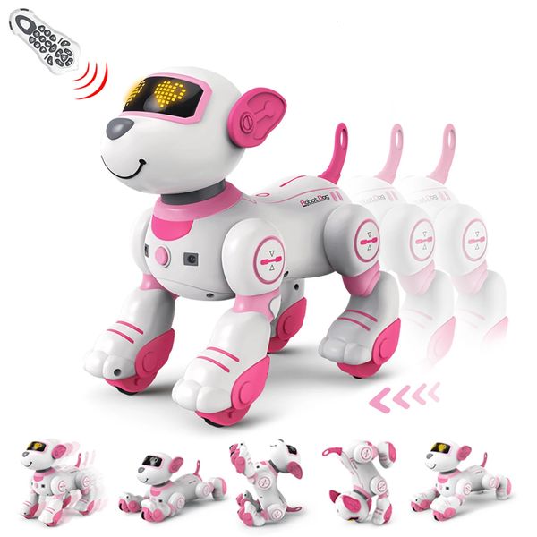 ElectricRC Animals Perro robot con control remoto, perro robot de acrobacias interactivo inteligente programable con función táctil, juguete inteligente para cantar y bailar 231116