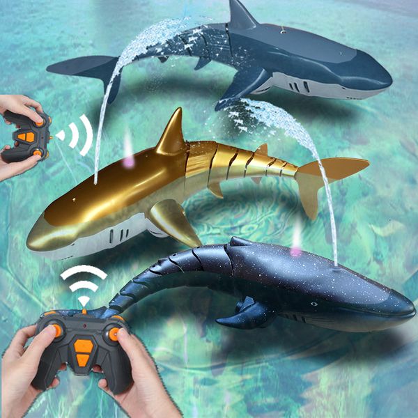 ElectricRC Animaux Télécommande Requin Enfants Piscine Plage Bain Jouet pour Enfants Garçon Fille Simulation Jet D'eau Rc Baleine Mécanique Poisson Robots 230621