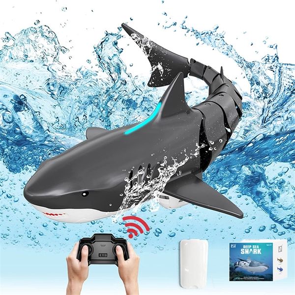 ElectricRC Animals Sinovan Funny Rc Shark Whale Spray Water 24Ghz Control remoto a prueba de agua RC Boat con luz Juguetes eléctricos para niños Niños Regalo 220913