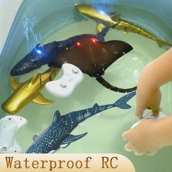 ElectricRC Animaux Piscines d'eau Robots de Baignoire Requins Télécommandés Jouets de Bain pour Bébé pour Garçons Enfants Enfants Électrique Rc Animaux Bionic Fish Ship 231115