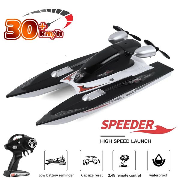 Bateaux électriques RC 30 KMH RC bateau 24G course à grande vitesse modèle étanche radio électrique télécommande Jet cadeaux jouets pour garçons 231010