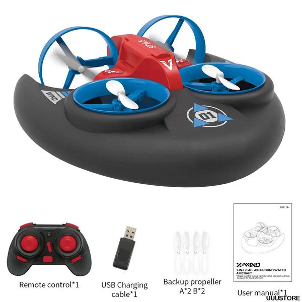 ElectricRC Boats H101 Mini Drone Helicóptero 3in1 EPP Flying Air Boat Modo de conducción terrestre RC Quadcopter Aviones RTF Juguete Regalo Niños 231010