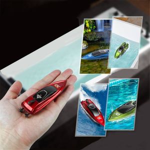 Electricrc Boats Mini 5 kmH RC Radio op afstand gereguleerd hogesnelheid schip met LED Light Palm Summer Water speelgoedpool speelgoed modellen geschenken 230325