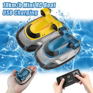 ElectricRC Boats Mini RC Boat 10kmh Radio Télécommande Haute Vitesse Navire Étanche Plongée Jouet Simulation Modèle Été Eau Jouets pour Enfants 230417