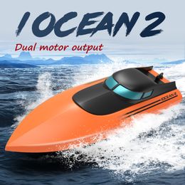 ElectricRC Boats QJ RC Boat 2.4G Frecuencia completa Barco de alta velocidad 50 metros Control remoto Distancia Juego de juguete para niños Mini Speedboat 230613