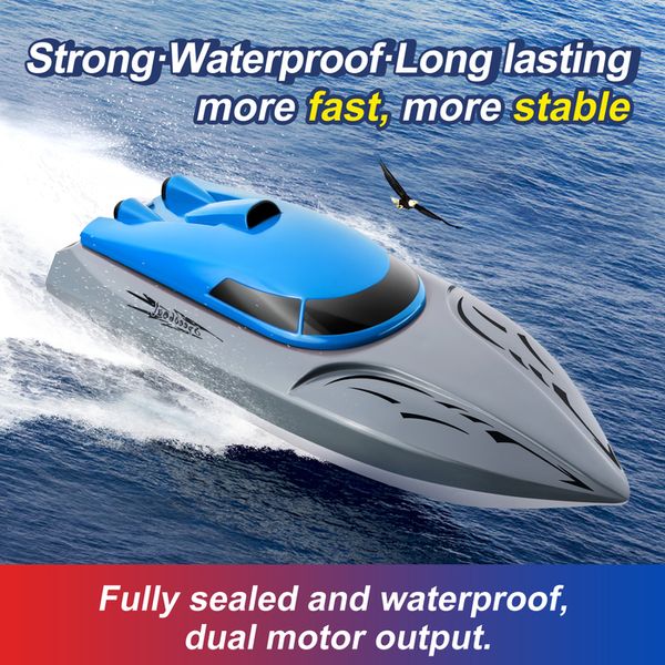 ElectricRC Boats Rc Boat 2.4G haute vitesse 20kmh télécommande vitesse bateau rechargeable étanche anticollision Protection jouets pour enfants 230310