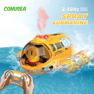 ElectricRC Boats Rc Boat Spray Submarine 2.4G Remote Control Boats Electric Powerboat Waterproof Motorboat Wireless Radio Controlled Ship Toys 230705