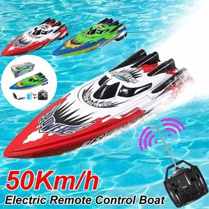 ElectricRC Boats télécommandé hors-bord bateau électrique haute vitesse Radio Racing Ship Rechargeable orientable extérieur eau jouet 230325