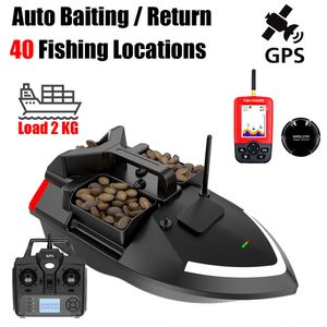 ElectricRC Boats V020 Sonar Smart 40 Points GPS Auto Return RC Bait Boat 2KG Chargement 500M Avec Veilleuses Pour Pêche Fish Finder 230605