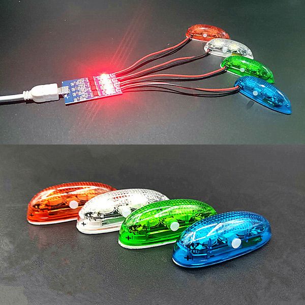 ElectricRC Boats ZMR Lumière de navigation sans fil 1S rechargeable 4 modes LED lumières pour avion RC Hobby Avion Drone Voiture Bateau Jouet Partie 230325