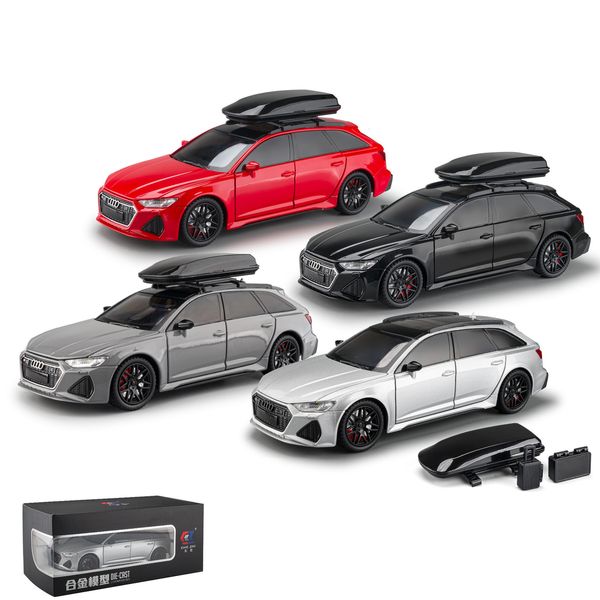 ElectricRC Car 1 24 Scale Diecast Toy Vehicle Model Audi RS6 Travel Edition Pull Back Sound Light Doors Openable Collection Gift For Kid 230603