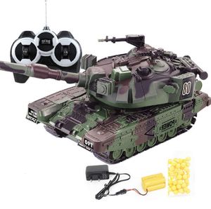 Electricrc Car 1 32 RC Battle Tank Zware grote interactieve militaire oorlog Remote Control speelgoed met shoot Bullets Model Electronic Boy Toys 230325