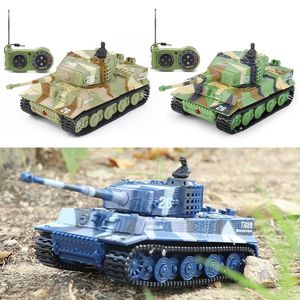 ElectricRC Car 1 72 Mini Tank 24G Modèle de chars militaires avec tourelle de rotation Son réaliste Véhicules à 14 canaux Télécommande Jouets 230325