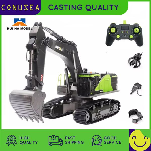 ElectricRC Car 114 HUINA 1593 582 RC Excavator Dumper Truck crawler Aleación Tractor Loader 2.4G Radio Control Coche Ingeniería juguete para niño 230616