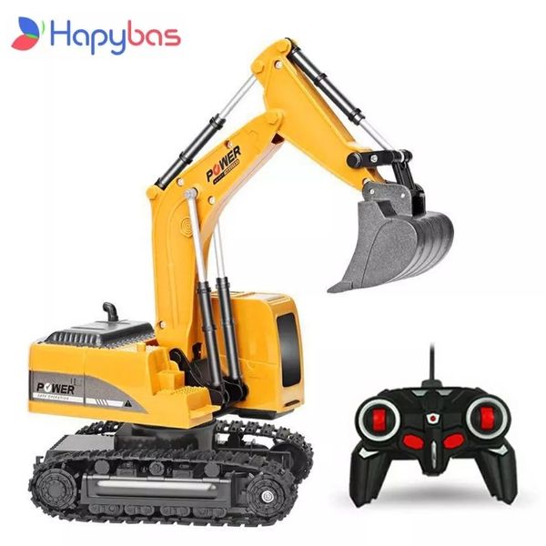 ElectricRC Car 2.4Ghz 6 Channel 1 24 RC Excavator toy RC Engineering Car Aleación y plástico Excavadora RTR para niños regalo de Navidad 230705