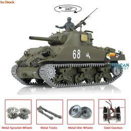 Electricrc Car 24G Heng Long 116 70 Verbeterde M4A3 Sherman RTR RC Tank 3898 Metalen sporen Th176714 230325