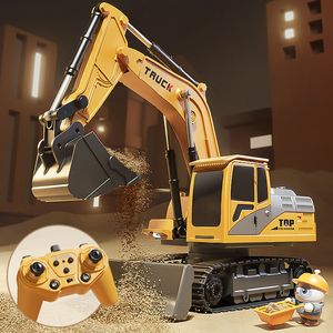 Electricrc Car Alloy Remote Control Excavator Toy With Lights Sound Effect Electric Automobile Engineering Voertuig Kinderen Geschenken 230519