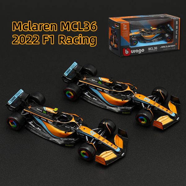Voiture électrique Bburago 1 43 McLaren MCL36 C42 75 RB18 W13, formule de course, Simulation statique, modèle en alliage moulé sous pression, 230421