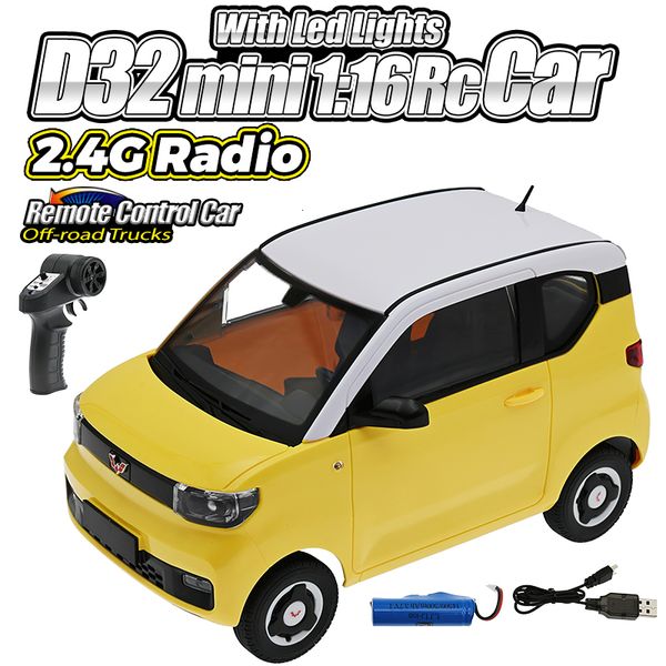 ElectricRC Car D32 Mini 1 16 RC Car con luces Led 2.4G Radio Control remoto Car Off-Road Trucks Play Toys para niños Regalos para niños 230616