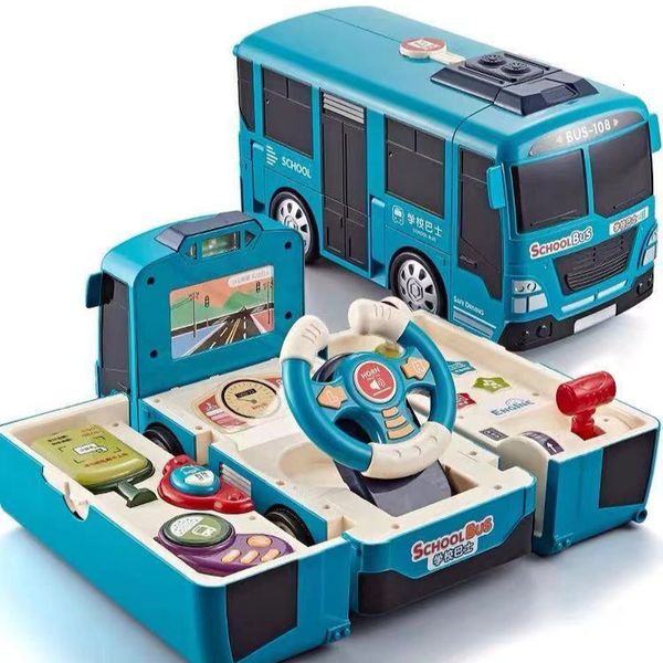 ElectricRC Voiture Multifonction Bus Jouet Bébé Déformation Jouet Enfant Début Éducatif Multifonctionnel Voiture Conduite Simulation Jouet avec Musique Lumière 230616