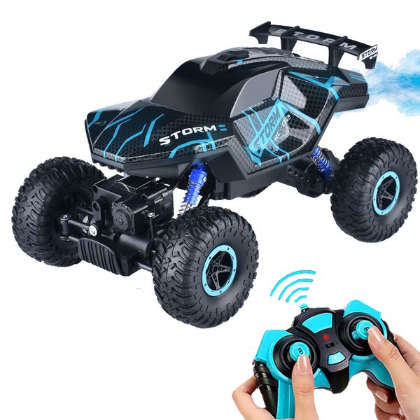 ElectricRC Car Paisible 4WD Rock Crawler Pulvérisation électrique RC Car Smoke Exaust Jouets télécommandés pour garçons Machine sur radiocommande 4x4 Drive 230906