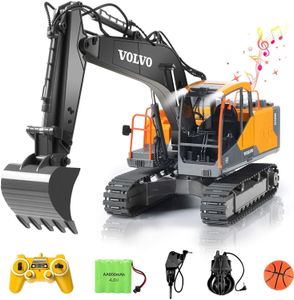 Electricrc Car RC Excavator 3 In 1 Construction Metal Remote Control Shovel Drill 17 Channel 116 Volledige functionele elektrische 230325