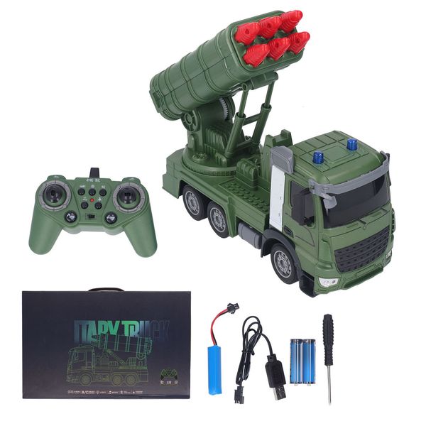 ElectricRC voiture RC camion militaire jouet électrique er avec 6 missiles capables télécommande véhicule cadeau pour les garçons 230825