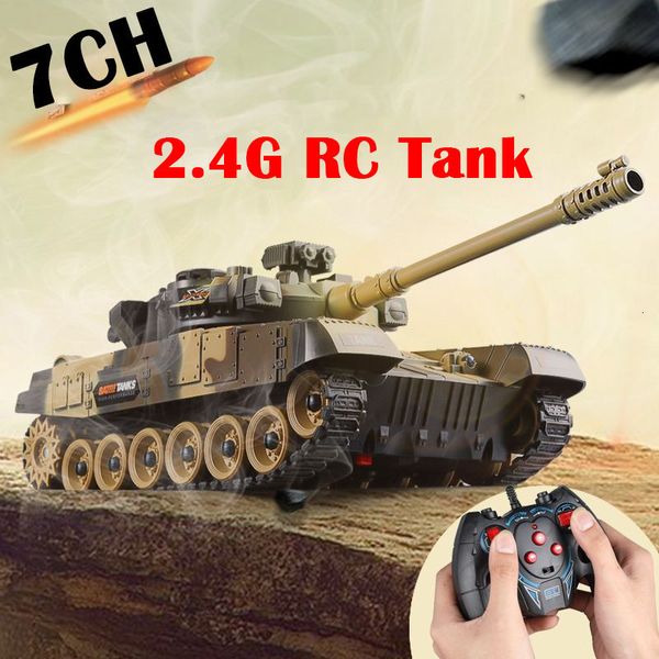 ElectricRC Car RC Tank Military War Battle Estados Unidos M1 Leopard 2 Control remoto Toy Car Modelo táctico Juguetes electrónicos para niños Niños 230703