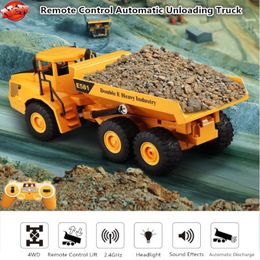 Electricrc Car Remote Control Dump Truck RC 1 20 24G 30 minuten 4WD Simulatiemodel Crashweerstand en Drop Kids Toys 230814