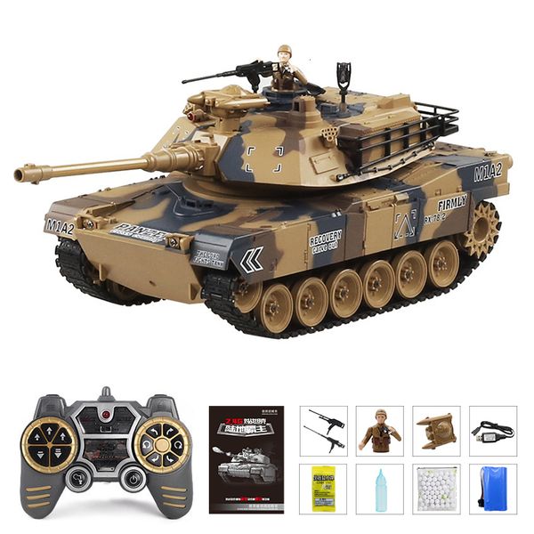 Electricrc Car Toy M1A2 Remote Control Tiger Mode Modality Model vibrant Bullet Bullet 24G 3D STÉRÉO 96V700MA BATTERIE CONSEIL ENFANTS 230325