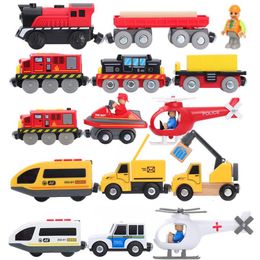 ElectricRC Spoor Elektrische Locomotief Trein Magnetische Auto Speelgoed Houten Spoor Fit Brio Spoor Houten Trein Spoorweg Speelgoed Voor Kinderen 230705