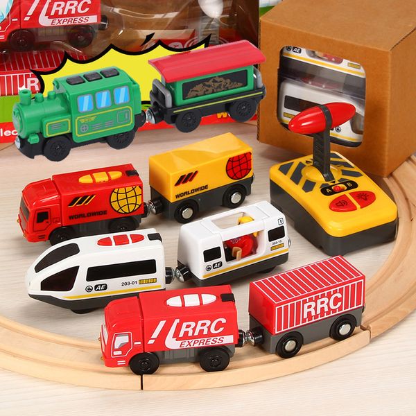 ElectricRC Track RC Train Électrique Ensemble Télécommande Locomotive Train Magnétique Diecast Slot Jouet Fit pour Train En Bois Voie Ferrée Jouets 230628