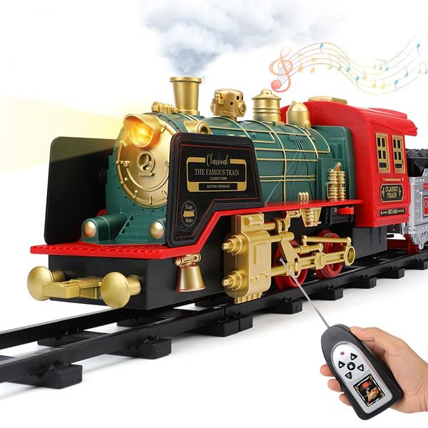 ElectricRC Piste Télécommande Piste Train Voiture Classique Simulation Eau Vapeur Électrique Chemin De Fer Ensemble Cadeau De Noël Jouet Éducatif Pour Enfants 230628