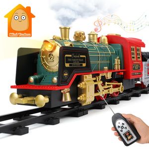 ElectricRC piste télécommande Train voiture classique Simulation eau vapeur électrique chemin de fer ensemble cadeau de noël jouet éducatif pour enfants 230825