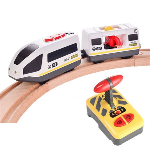 ElectricRC Track Toys para niños Control remoto Tren eléctrico Ranura magnética Compatible con todas las marcas Coche de madera Regalo para niños 230419