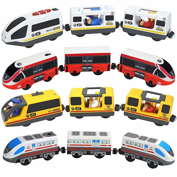 ElectricRC Track Train Track Juguetes de tren de madera Juego magnético Locomotora de coche eléctrico Ranura fundida a presión Compatible con todas las marcas de madera Biro Railway Tracks para niños 231114