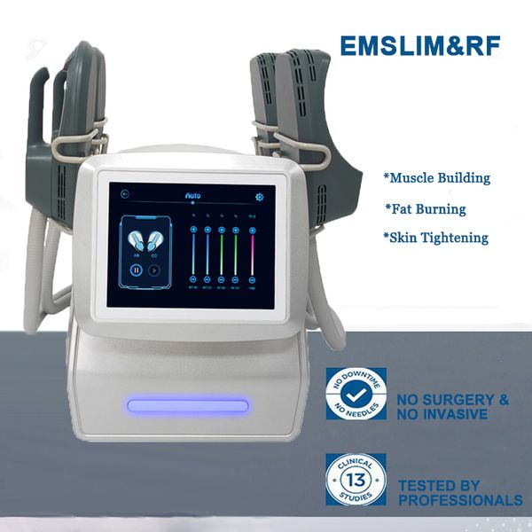 Machines électromagnétiques emslim stimulateur musculaire complet du corps hiemt minceur tesla ems machines à brûler les graisses 4 poignées