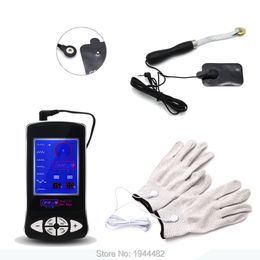Kit Electro sexy para hombres y mujeres, guantes estimuladores de masaje eléctrico, juguetes, rueda de engranaje conductora, Estim Shock TENS