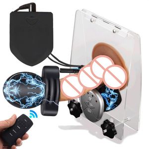 Électro sexy stimulateur de pénis électrique anneau de bite hommes Bdsm Torture en plastique Cage concasseur à billes Estim jouets Testicle238Q