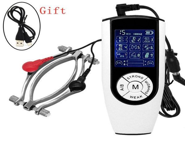 Electro Shock Clitoris Clamp Vagin Openner Stimulator Clitoral Metal Electric Labia Clip Pussy Massage Sex Toy pour femme9379371