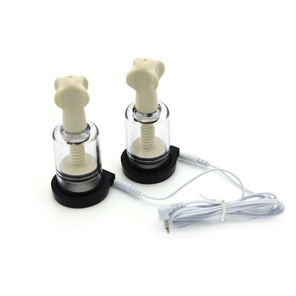 Électro Choc Pulse E-Stim Agrandisseur De Sein Tasse Mamelon Enhancer Pompe Sucker Câble Alimentation BDSM Bondage Stimulation Sexy Jouets