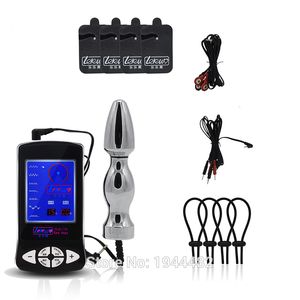 Electro Shock Set Penis Extender Réglable Cock Ring Electro Sex Clitoris Massage Stimuler Pads Estim Vagin Anal Plug Sex Toy T191101