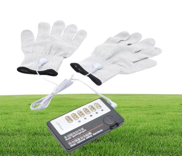 Électrostimulation jouets sexuels pour adultes gants conducteurs de choc électrique masseur de main bdsm kit d'équipement de bondage pour les femmes XCXA2551121387