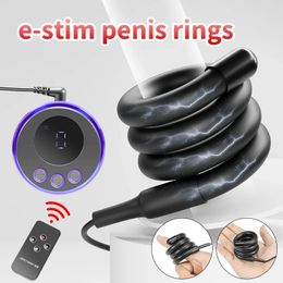 Electro -stimulatie/sekscockring op penisringen/elektrische stimulator/seksmannen CBT elektro BDSM kuisheidsgordel schatting electrosex 240428