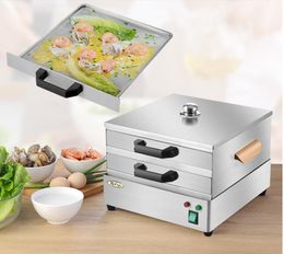 Elektro-Thermische 2 Tiers 304 Roestvrij Staal Rijst Noodle Roll Gestoomde Broodje Stoommachine Vermicelli Roll Stomen Oven Stoomboot Ho297p