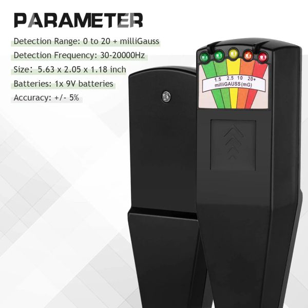 Champ électromagnétique mètre EMF Détecteur de chasse fantôme Portable EMF Magnetic Field Detecteur 5 LED METER