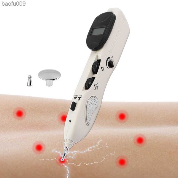 Pluma de acupuntura electrónica, Detector de puntos TENS con pantalla Digital, dispositivo estimulador muscular de acupuntura con masaje láser Heal