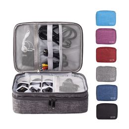 Sac électronique de voyage pour accessoires de câble, sac étanche à double couche, organisateur électronique, étui de rangement portable pour câble, chargeur, adaptateur, batterie externe, Kindle