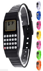 Elektronische kinderen Siliconen Datum Multipurpose toetsenbord Polscalculator Watch5063127
