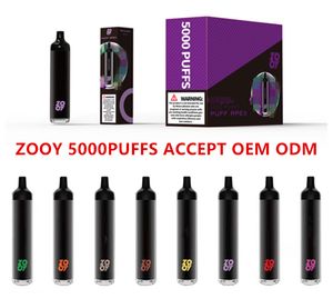 Elektronische sigaret wegwerpvape ZOOY 5000PUFFS Oplaadbaar aan de onderkant Sigarettenapparaat Met gaasspoel 650mAh Batterij Starterkit versus RandM